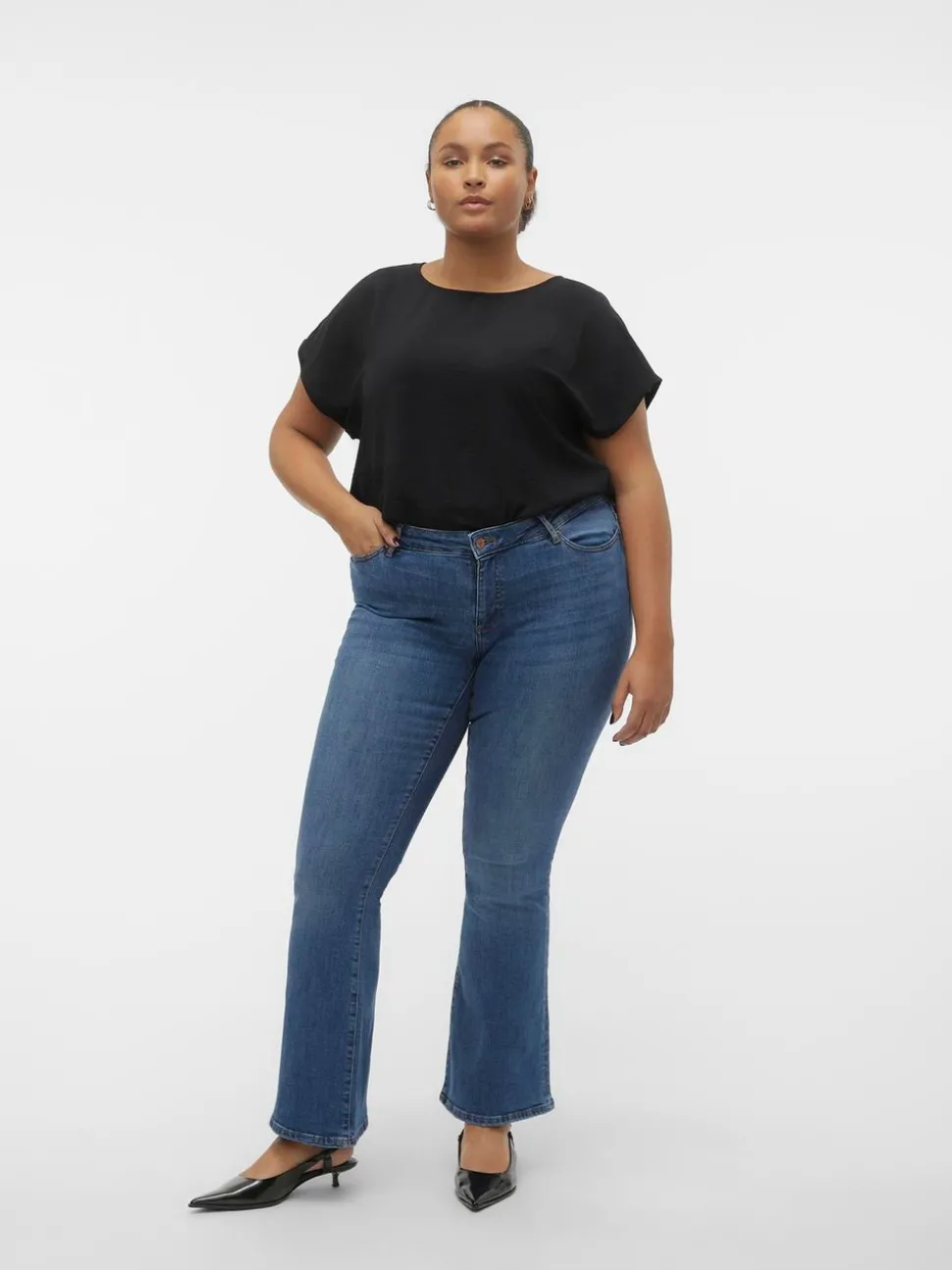 VMSIGI Låg Midja Utsvängd Passform Jeans