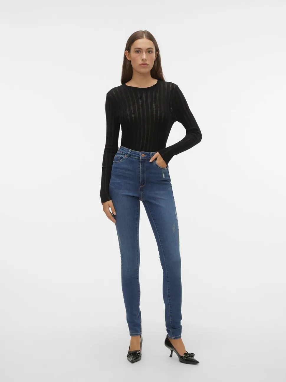 VMSOPHIA Hög Midja Skinny Fit Jeans