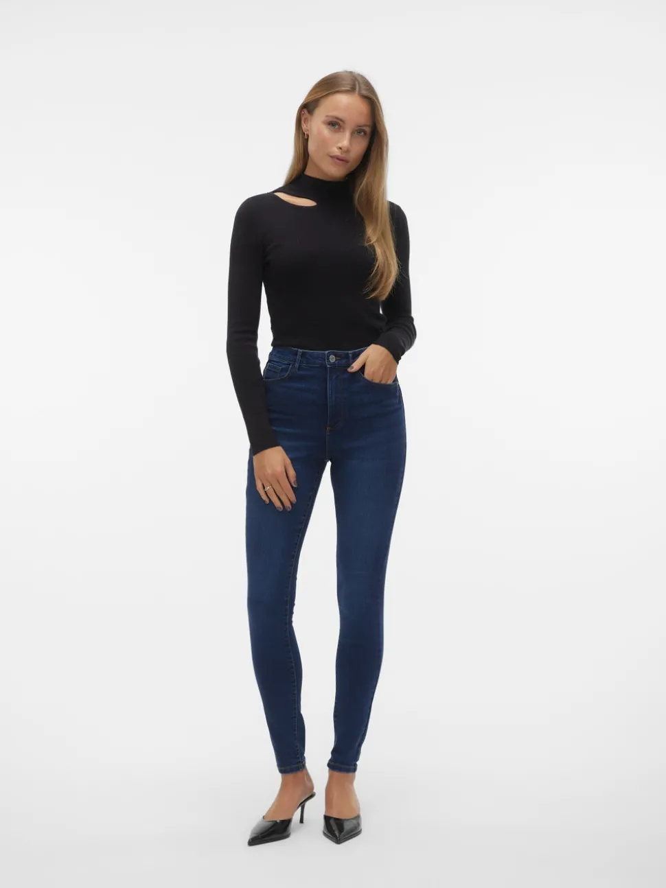 VMSOPHIA Hög Midja Slim Fit Jeans