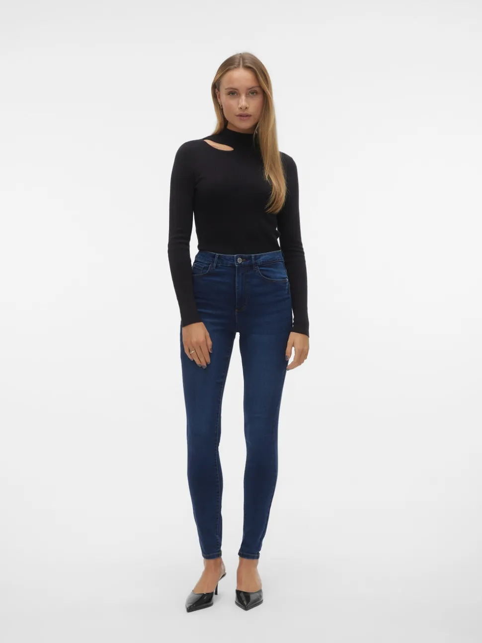 VMSOPHIA Hög Midja Slim Fit Jeans