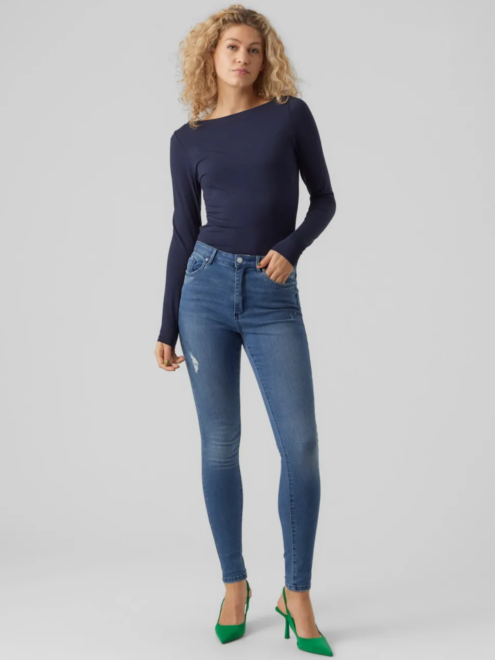 VMSOPHIA Superhög Midja Skinny Fit Jeans