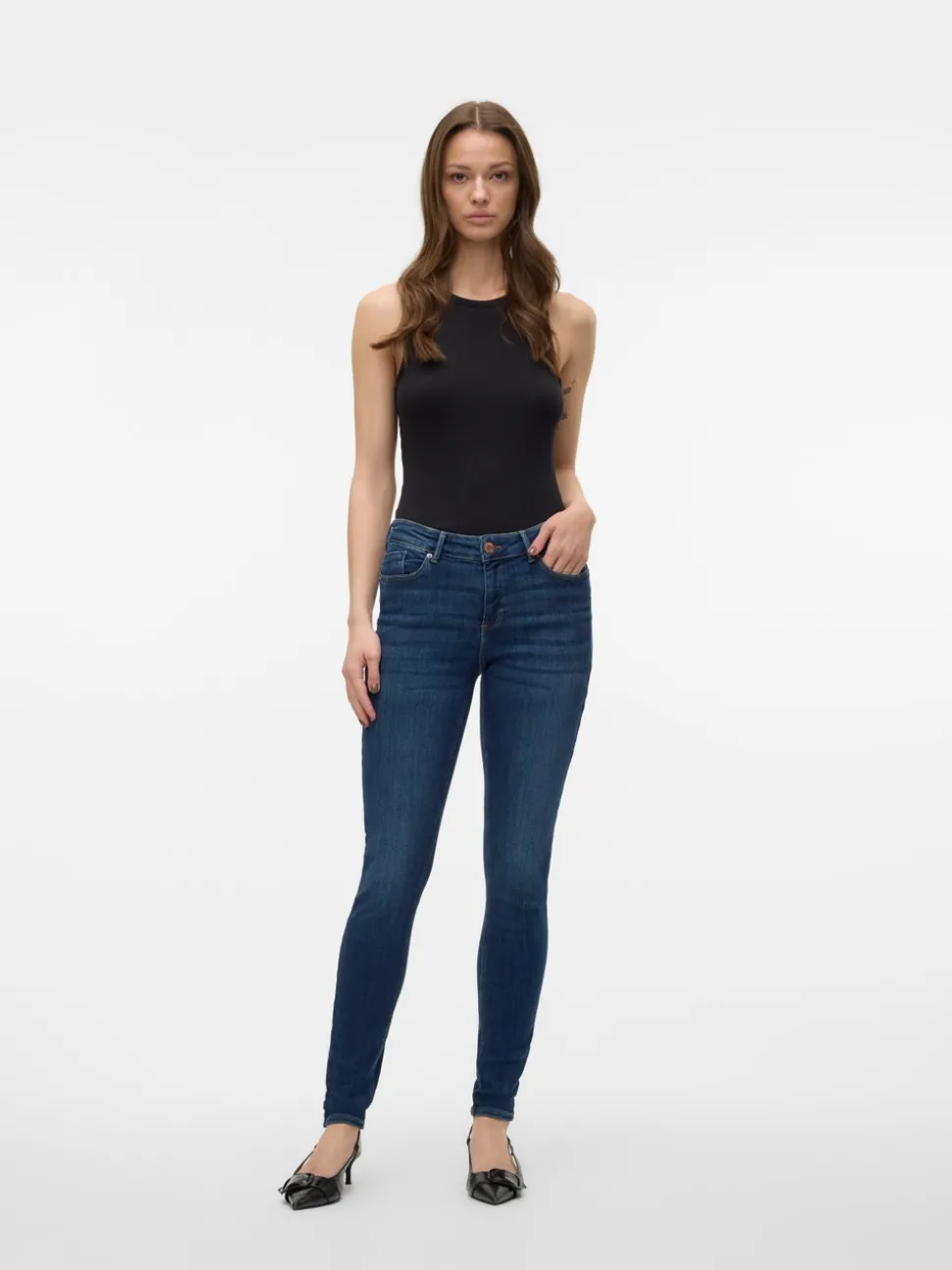 VMTANYA Medelhög Midja Skinny Fit Jeans