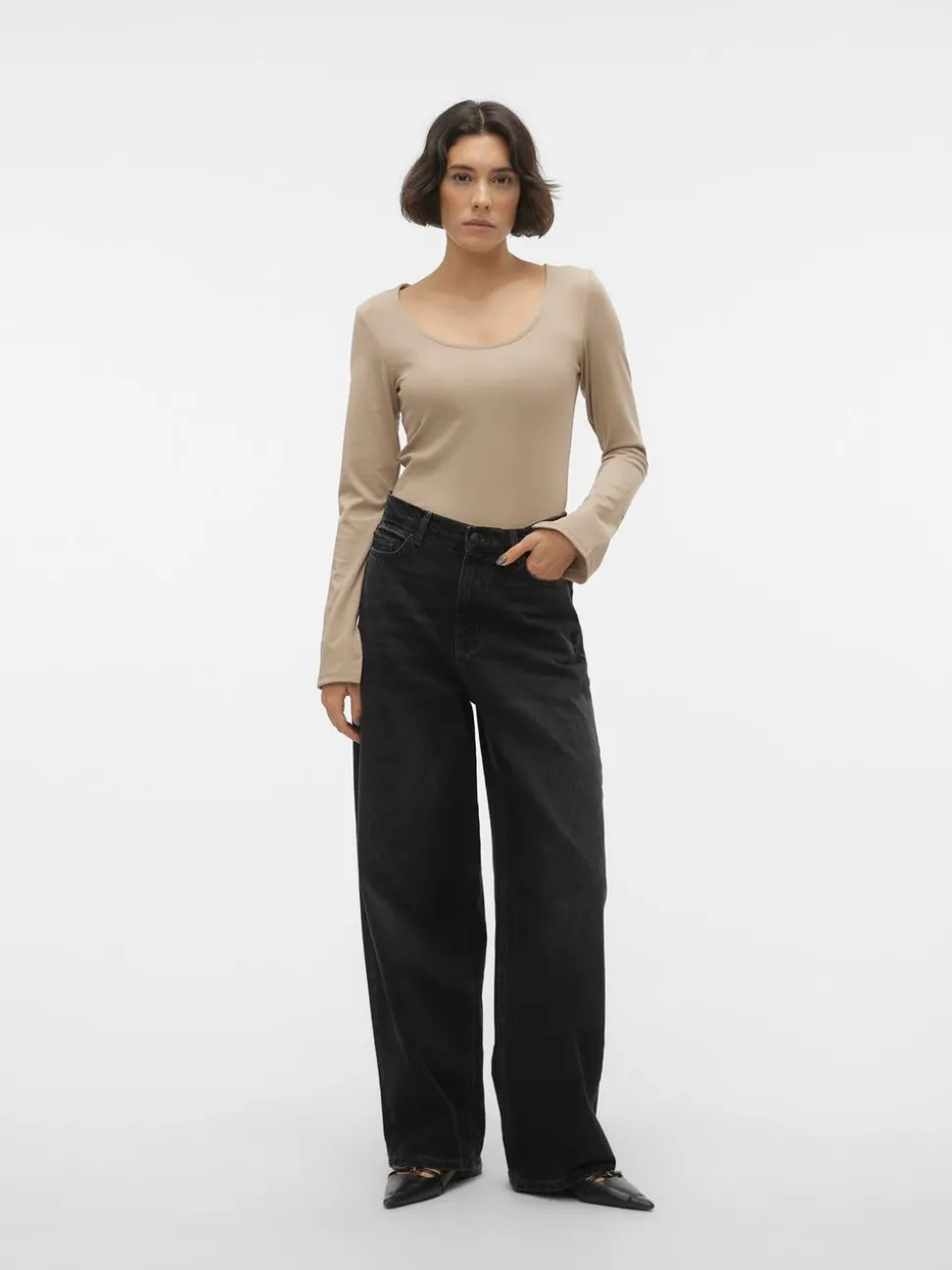 VMTAYLOR Medelhög Midja Baggy Fit Jeans