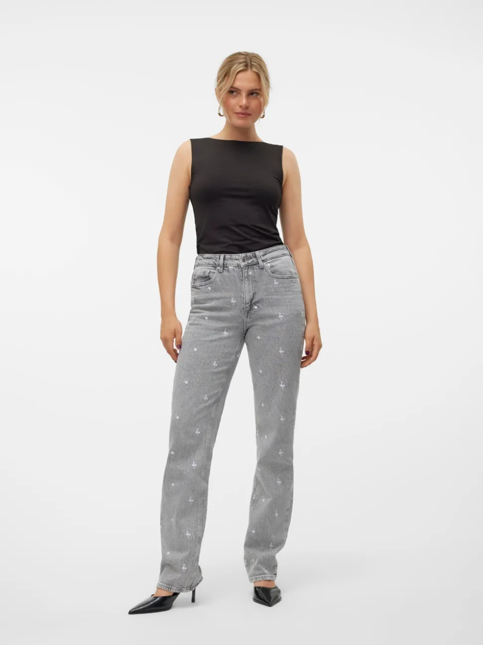 VMTESSA Hög Midja Rak Passform Jeans