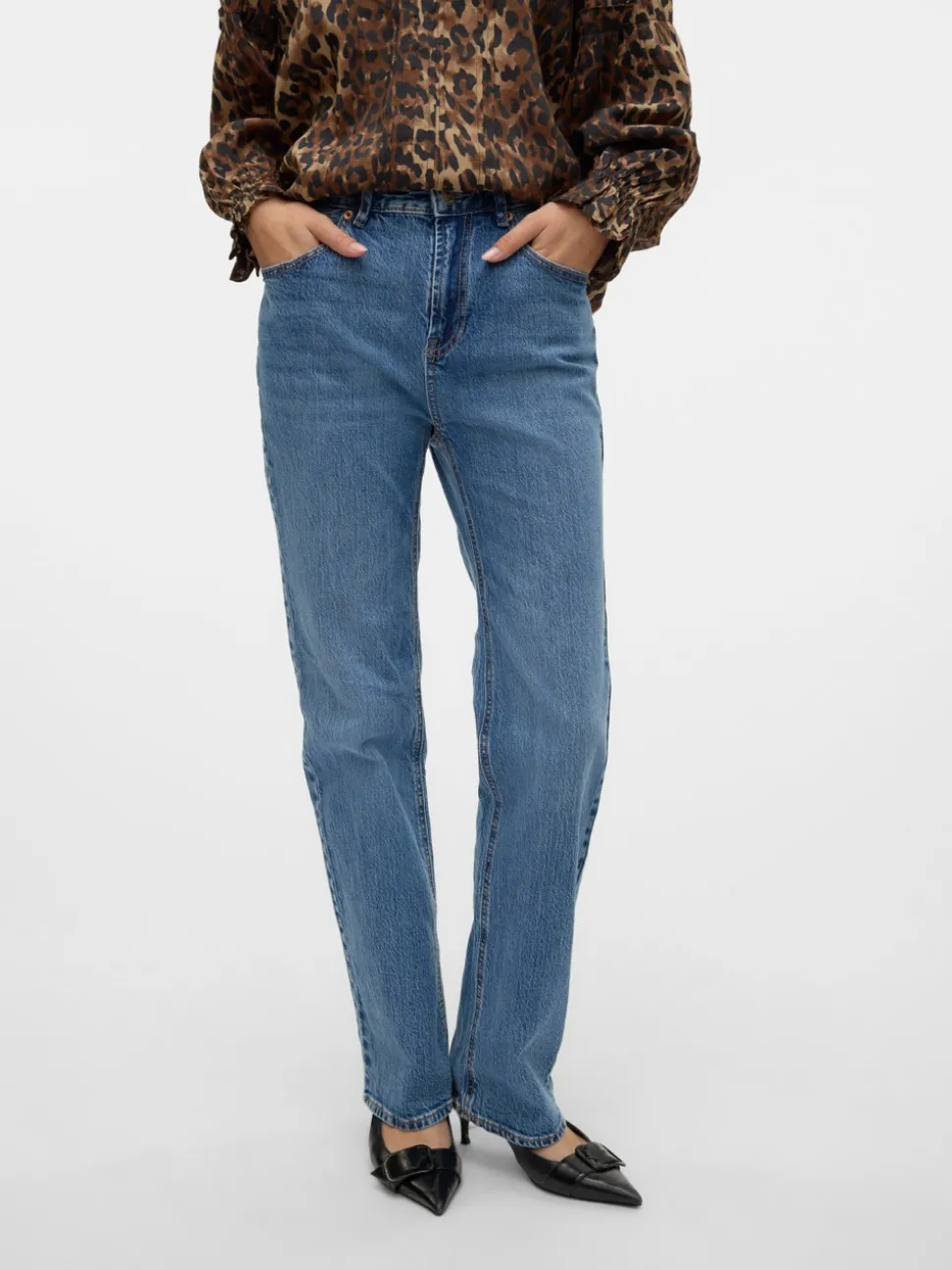 VMTESSA Hög Midja Rak Passform Jeans