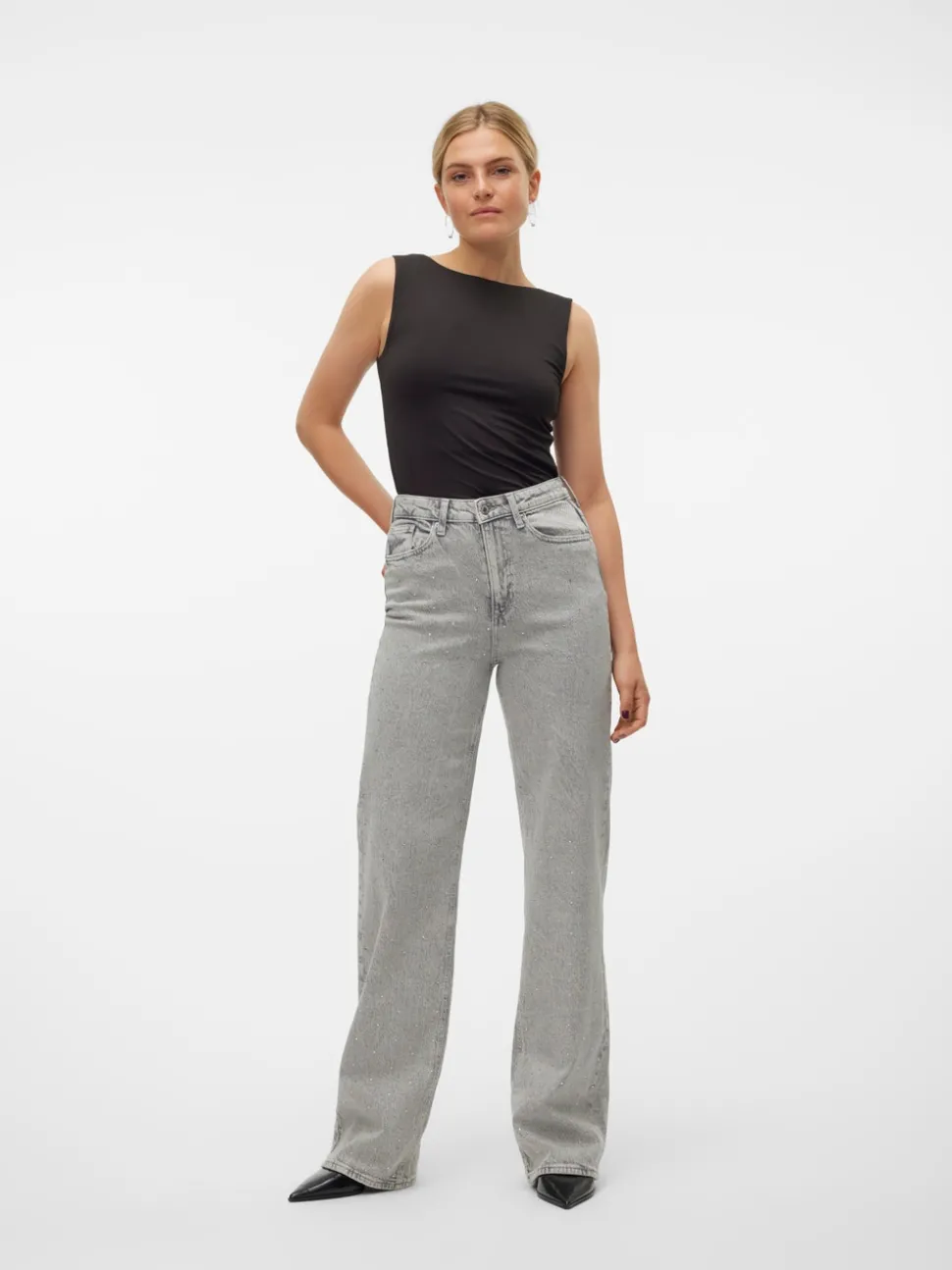 VMTESSA Hög Midja Vid Passform Jeans