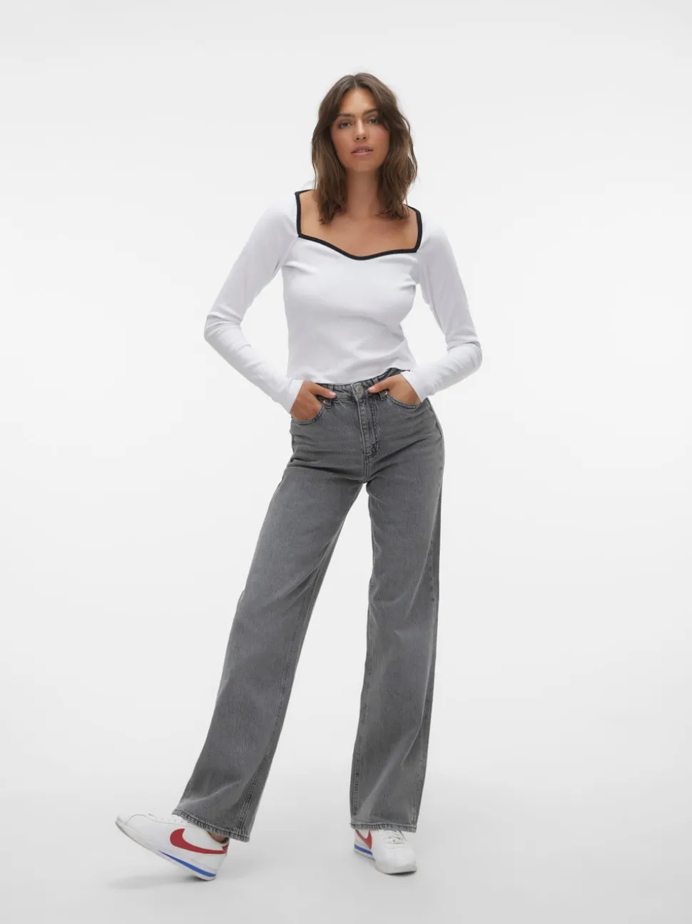 VMTESSA Hög Midja Vid Passform Jeans