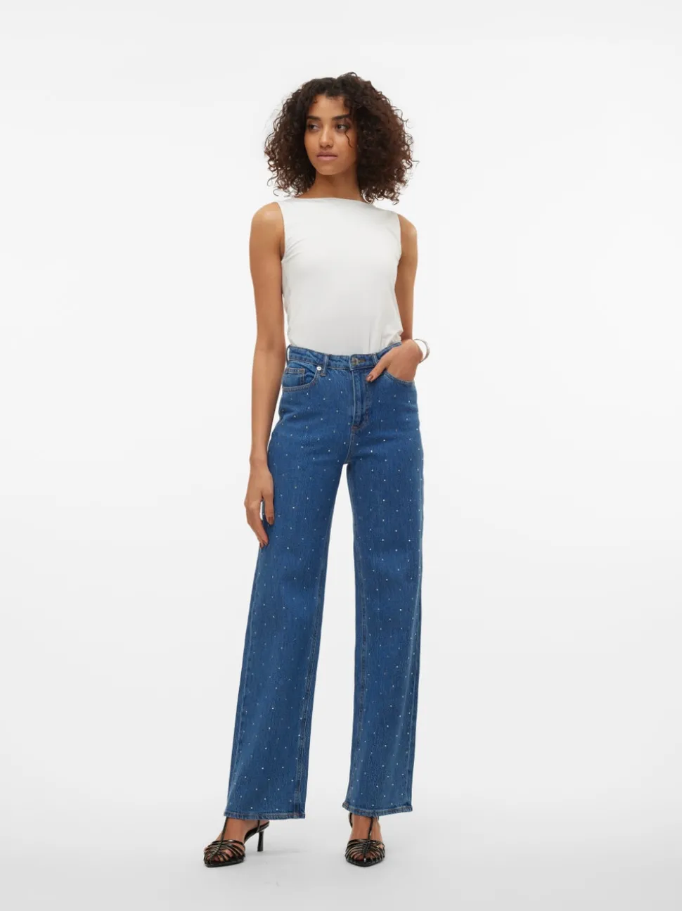 VMTESSA Hög Midja Vid Passform Jeans