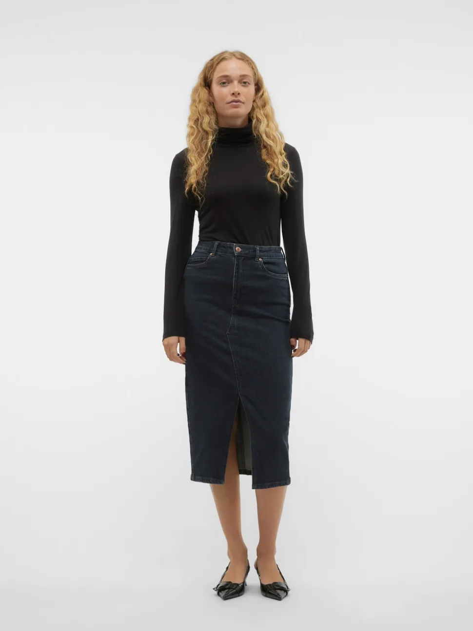 VMVERI Hög Midja Midikjol
