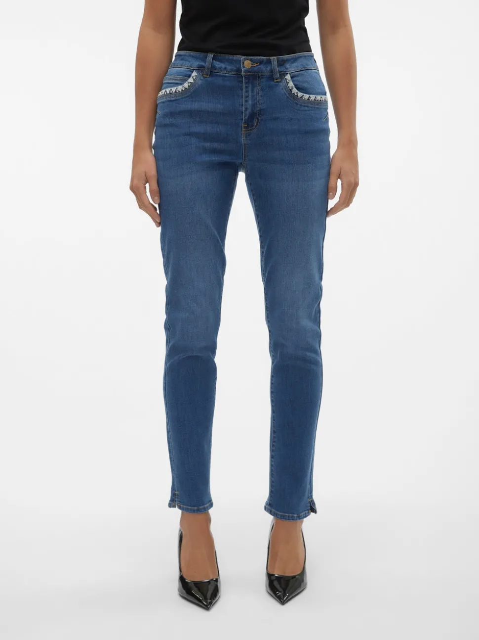 VMYOURS Medelhög Midja Avsmalnande Passform Jeans